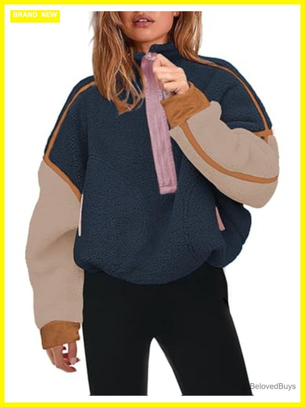 Oversized Half Zip Fleece Pullover Sherpa Sweatshirt Women's Teddy
